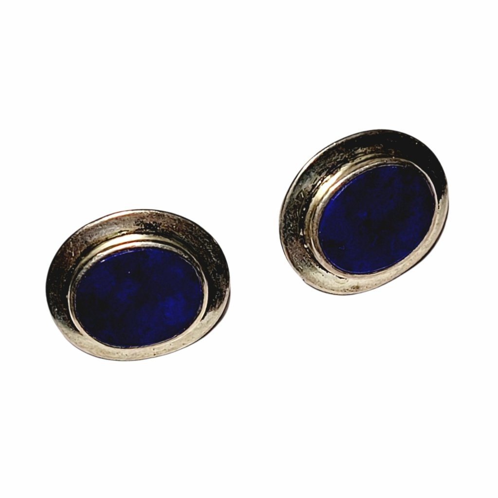 Vintage Mexico Sterling Sliver Blue Lapis Stud Ear 40$